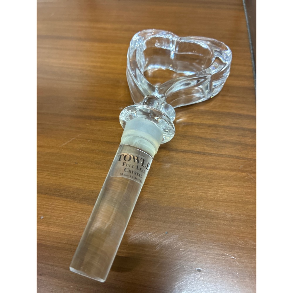Towle Full Lead Crystal Heart Wine Bottle Stopper Made in Austria Clear Glass